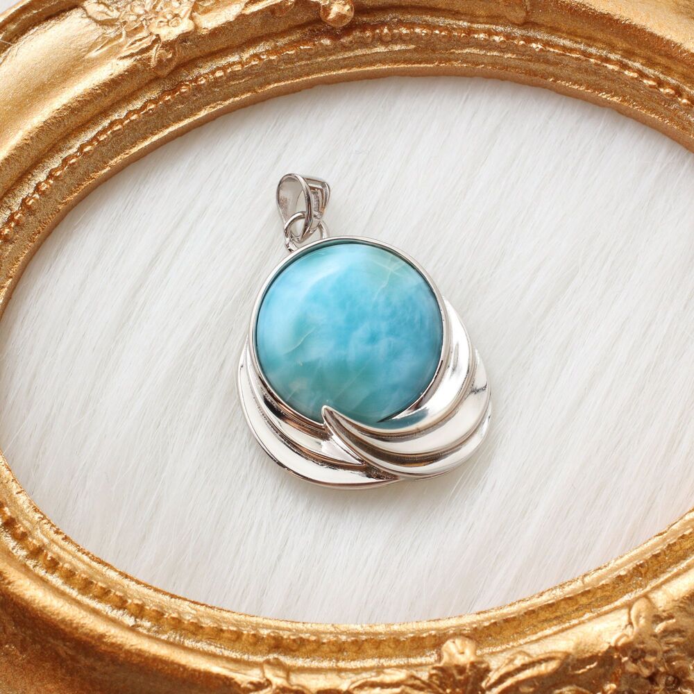 LARIMAR NECKLACE, CURB Chain Necklace, Larimar Gemstones, 925 Sterling Silver